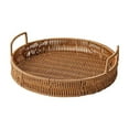 thumbnail image 1 of Rattan Woven Round Basket, Round Rattan Woven Serving Tray with Handles for Bread Fruit Vegetables, Restaurant Serving & Tabletop Display Baskets for Serving Food, Crackers, Snacks, 1 of 7