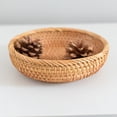 thumbnail image 1 of Rattan Woven Storage Basket | Handmade Fruit and Vegetable Strainer | Lightweight Bread Basket | Rustic Wood Home Decor | 10.24x10.24x3.94 in | 1 Pack | Natural Texture, 1 of 6