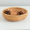 thumbnail image 1 of Rattan Woven Storage Basket Handmade Natural Material Fruit Vegetable Drainage Household Storage Bin Kitchen Organization Living Room Decor Snack Basket, 1 of 5