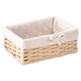 thumbnail image 1 of Rattan Woven Storage Basket Paper Rope Desktop Lined Organizer Box For Home, 1 of 5
