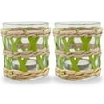 thumbnail image 1 of Rattan Woven Tea Light Candle Holder, Pack 2 Seagrass Hand Woven Green & Brown Votive Tealight Candle Holder Glass Hurricane, Indoor Outdoor, for Summer Home Dining Table Holiday Decor, 1 of 1