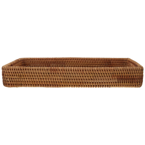 Rattan Woven Tray Decorative Rattan Tray Rectangle Breakfast Bathroom Outdoor
