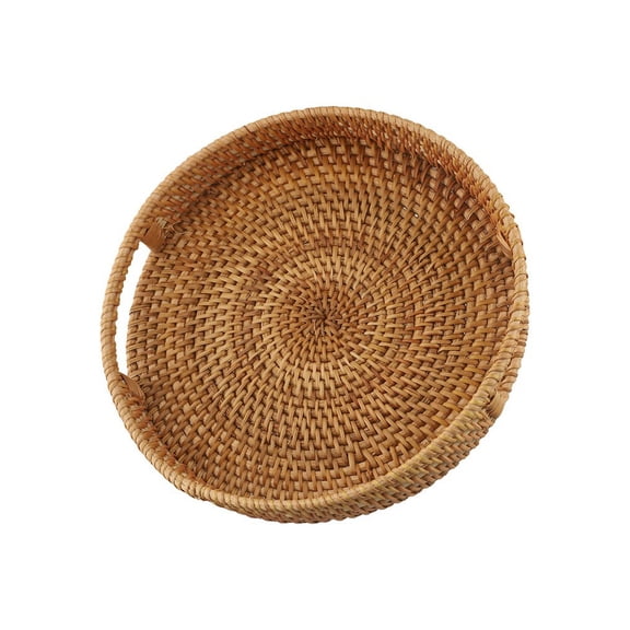 Rattan Woven Tray Serving Storage Trays Storage Basket For Home Kitchen Picnic 35Cm YIWEI