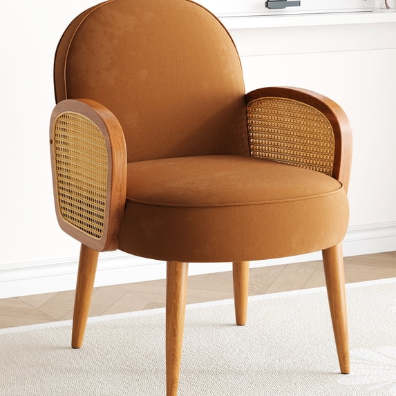 Rattan - Wrapped Armrests & Curved Backrest / Great for Study Relax