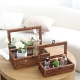 thumbnail image 1 of Rattan and Cane Stacking Boxes with Glass Top Lid - Set of 2 for  Rustic Farmhouse Decor, 1 of 8