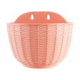 thumbnail image 1 of Rattan-textured Semi-circular Wall-mounted Plastic Flower Pot, Hanging Planter for Home Decor, Space-saving Planter with Drainage, Versatile for Flowers and Herbs, 1 of 6