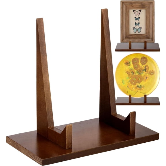 RattanView 1 Pcs Wood Plate Stand for Display 9 Inch Holder Frame Picture Photo Card Tabletop Decorative