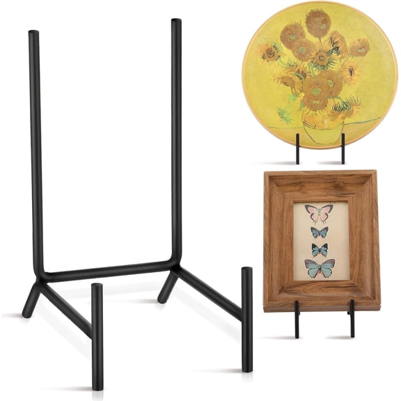 RattanView 2 Pcs Plate Holder Easel Display Stand - Metal Iron Picture Frame -Black Tabletop Easels for Pictures, Decorative Plate, Book, Plaques, Photo, Art(6 Inches)