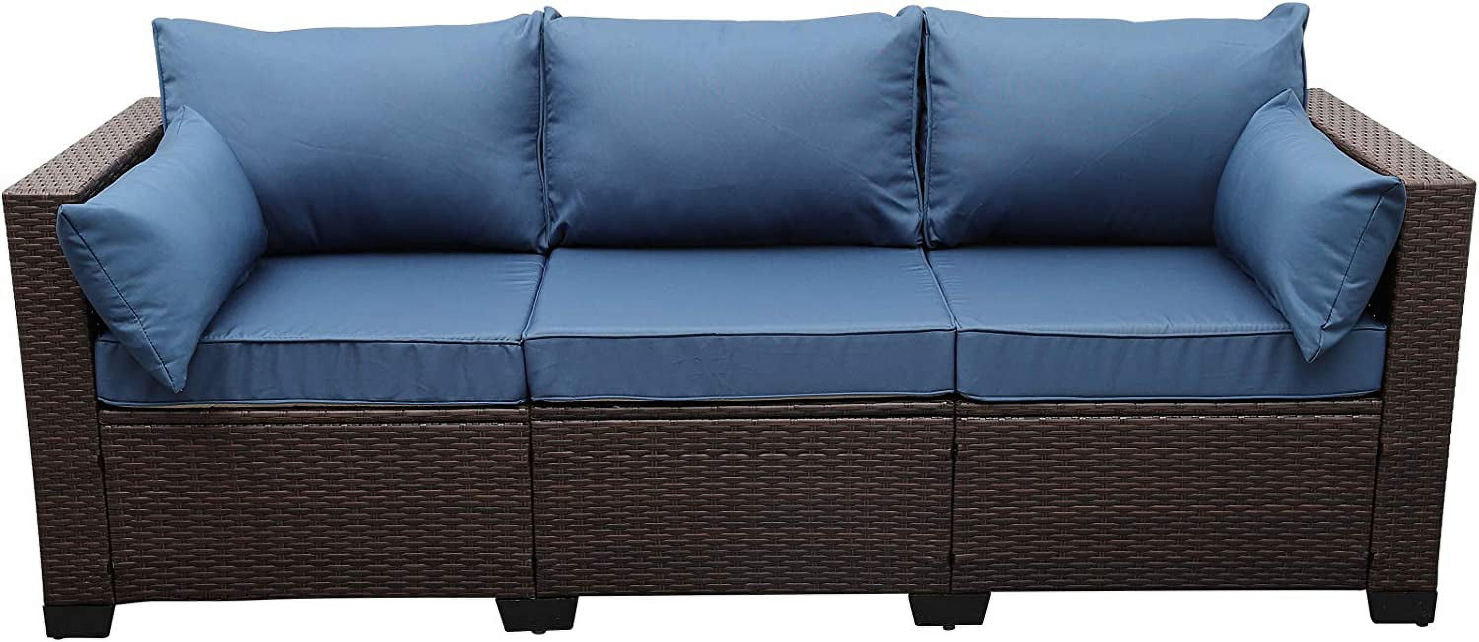 Rattaner 3Seat Patio Wicker Sofa, Outdoor Rattan Couch Furniture Steel