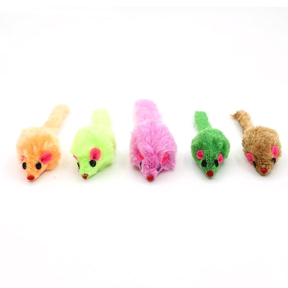 Rattle Mouse Toys, Catnip-Filled Interactive Cat Toys, Faux Fur Mice with Plastic Body for Indoor Cats, 2.36 Inch
