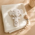 thumbnail image 1 of Rattle Teething Toy Organic Cotton Soft Elephant Stuffed Sensory Hand Rattle 5.5 inch 1 Pack BPA Free Chewable Newborn Calming Soothing Toy for 0-12 Months Infant Toddler Shower Birthday Gift, 1 of 4