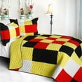 thumbnail image 1 of Rattlebush - Vermicelli-Quilted Patchwork Plaid Quilt Set  Full & Queen Size - Yellow, 1 of 1