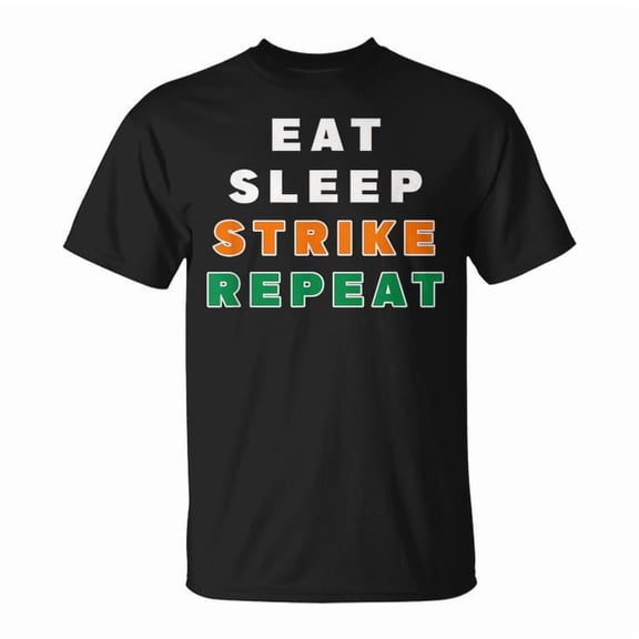 Rattler Eat Sleep Strike Repeat Graphic Cotton Tee Unisex Adult Casual Sports Enthusiast T-Shirt, Size 3XL, Color Black