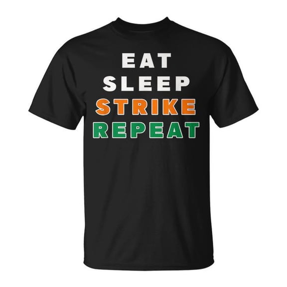 Rattler Eat Sleep Strike Repeat Graphic Cotton Tee Unisex Adult Casual Sports Enthusiast T-Shirt, Size 3XL, Color Black