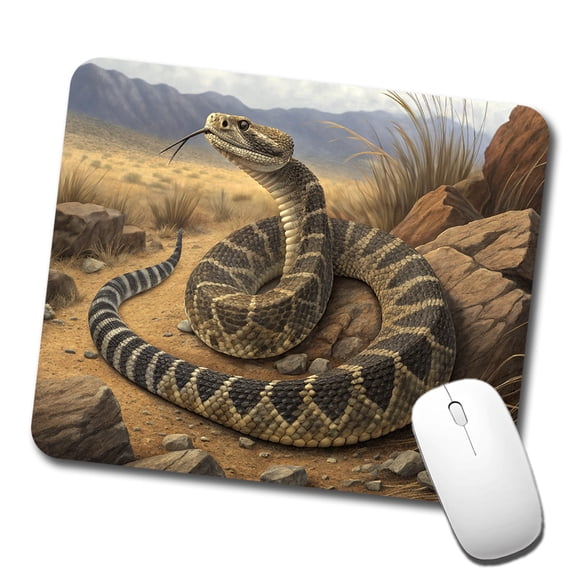 Rattlesnake Reptile on the Prairie Desert Mouse Pad Low Profile Gaming Mat