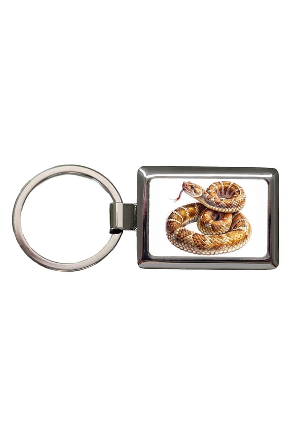 Rattlesnake Snake Reptile Watercolor Metal Rectangle Keychain
