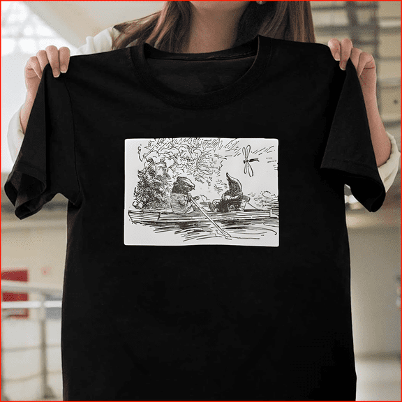 Ratty and Mole Boating from Wind in the Willows by Arthur Rackham H497 V90581 Unisex T-Shirt, Up to Size 5XL