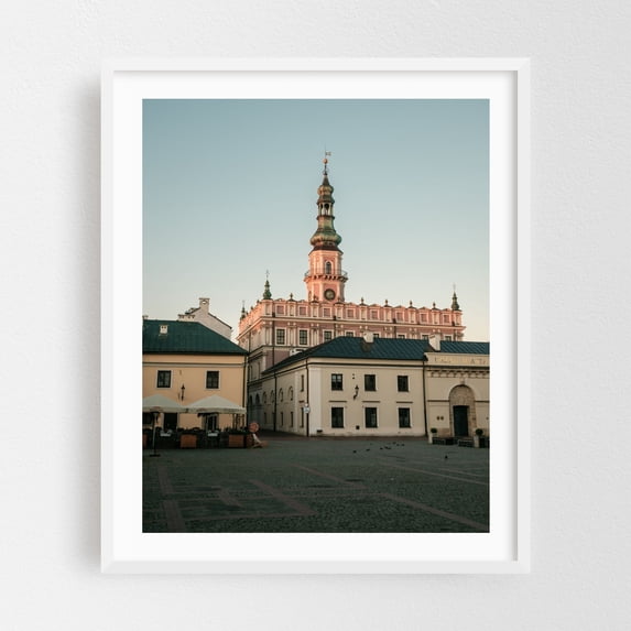 Ratusz w Zamościu, Zamość 03 - Zamość Lubelskie Poland Photography White Framed Wall Art Print 30 x 40 inches