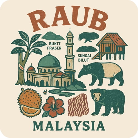 Raub Malaysia Keepsakes Souvenir Vinyl Sticker – Destination Travel Keepsake Collectible (4-Inches Wide)