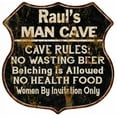 thumbnail image 1 of Raul's Man Cave Rules Sign Shield Metal Gift 211110007106, 1 of 1