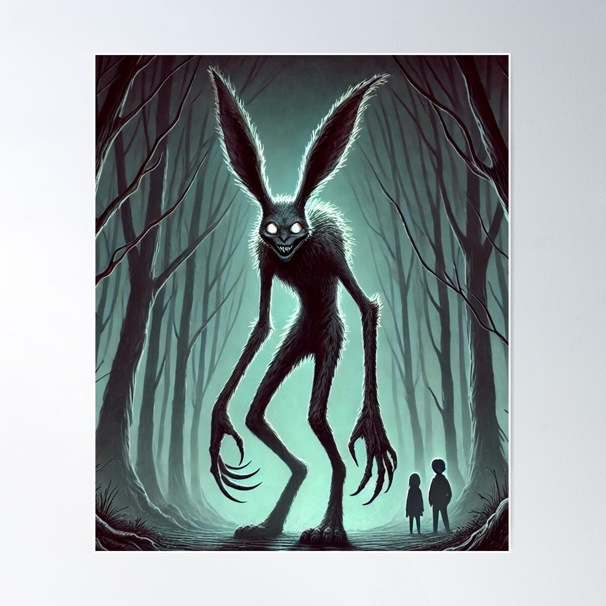 Haunted Corrupted Rabbit Raum The Creepy Tall Rabbit In The Haunted Forest Poster Wall Art ...