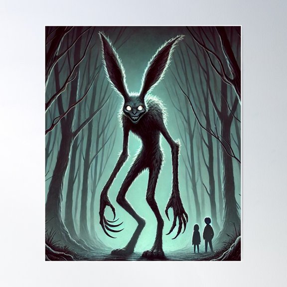 Raum The Creepy Tall Rabbit In The Haunted Forest Poster Wall Art, Modern Wall Decor For Living Room Bedroom, 8x12 UNFRAMED