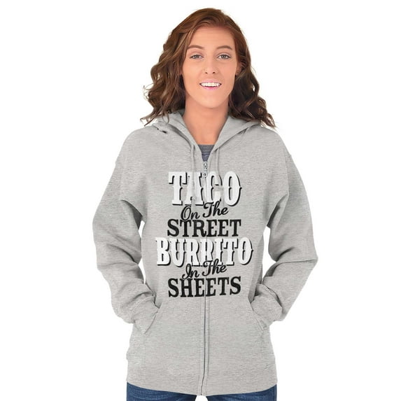 Raunchy Funny Tacos Tuesdays Burritos Zip Up Hoodie Men's Women's Brisco Brands M