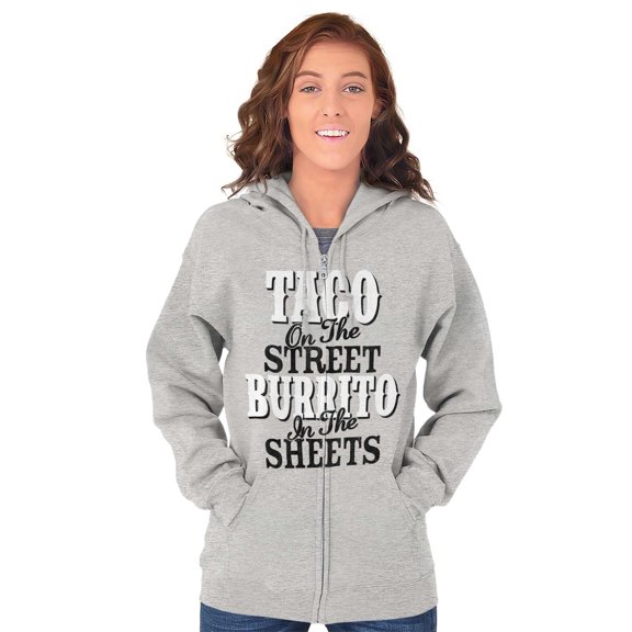 Raunchy Funny Tacos Tuesdays Burritos Zip Up Hoodie Men's Women's Brisco Brands S