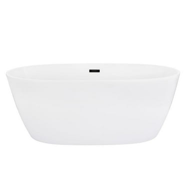 Rauris 59" x 28" Acrylic Flatbottom Soaking Bathtub in White with Drain/Overflow