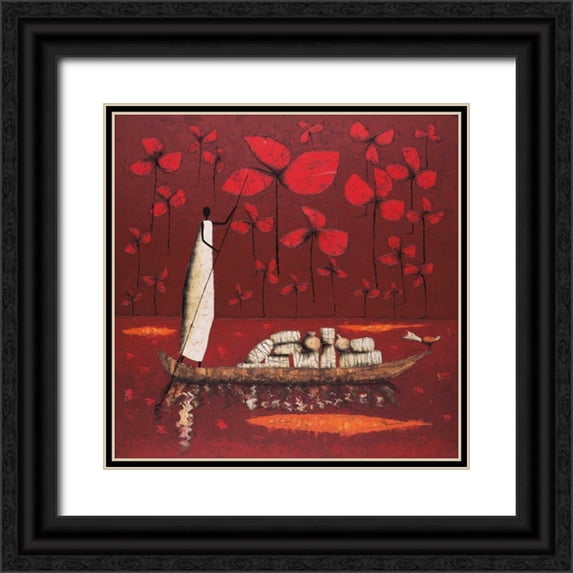 Rauscher, Michel 12x12 Black Ornate Wood Framed with Double Matting Museum Art Print Titled - Crimson Sky