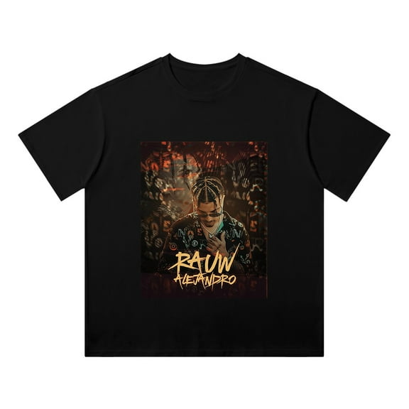 Rauw Alejandro Concert T-Shirt, Unisex Short-Sleeve Cotton Tee with Double-Sided DTG Print, Black and White, Ideal for Fan Events