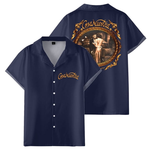 Rauw Alejandro Cosa Nuestra Album Shirt Women Men Camp Collar Short Sleeve V-Neck Fashion Shirts