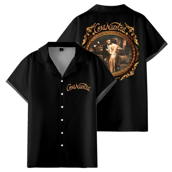 Rauw Alejandro Cosa Nuestra Album Shirt Women Men Camp Collar Short Sleeve V-Neck Fashion Shirts