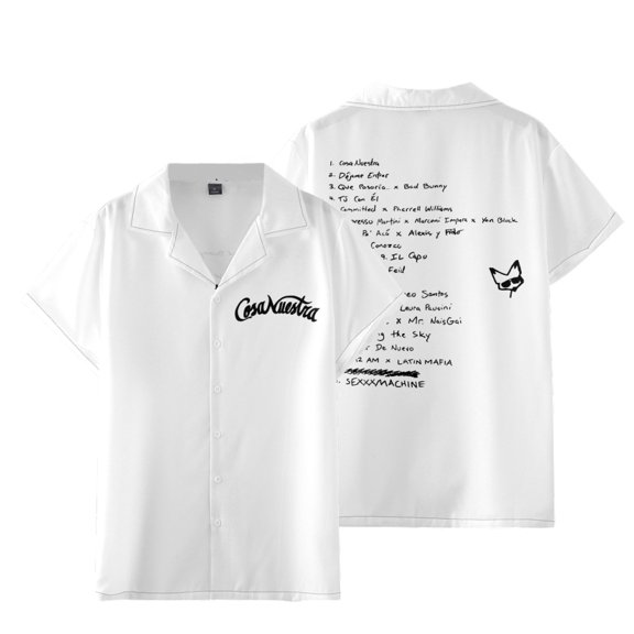 Rauw Alejandro Cosa Nuestra Merch Shirt Women Men Camp Collar Short Sleeve V-Neck Fashion Shirts