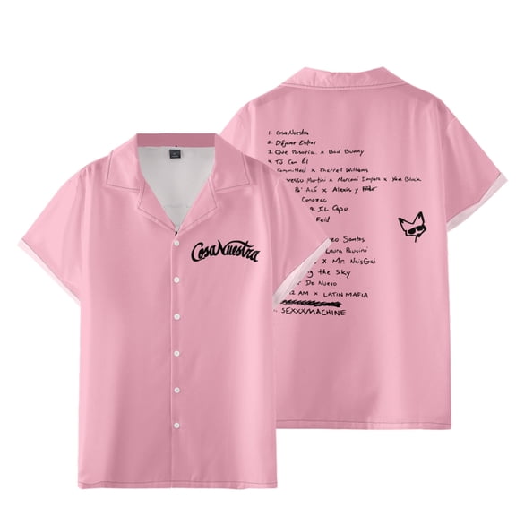 Rauw Alejandro Cosa Nuestra Merch Shirt Women Men Camp Collar Short Sleeve V-Neck Fashion Shirts