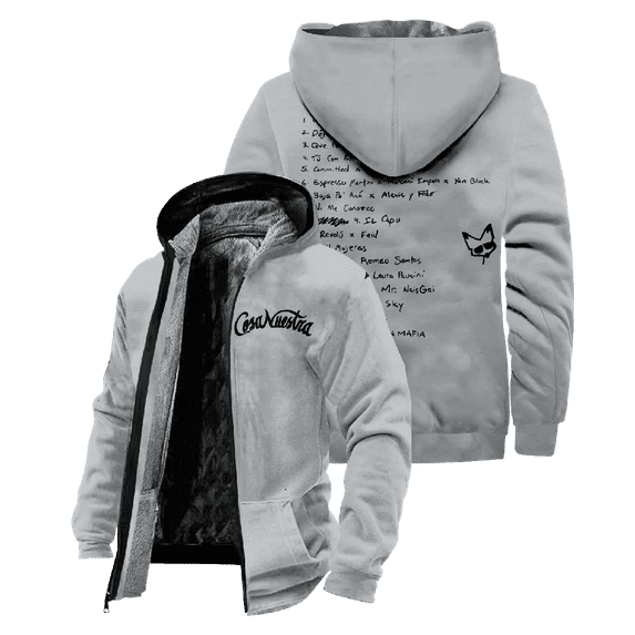 Rauw Alejandro Cosa Nuestra Merch Zipper Hoodies Unisex Jacket Parkas Long Sleeve Streetwear Winter Coat