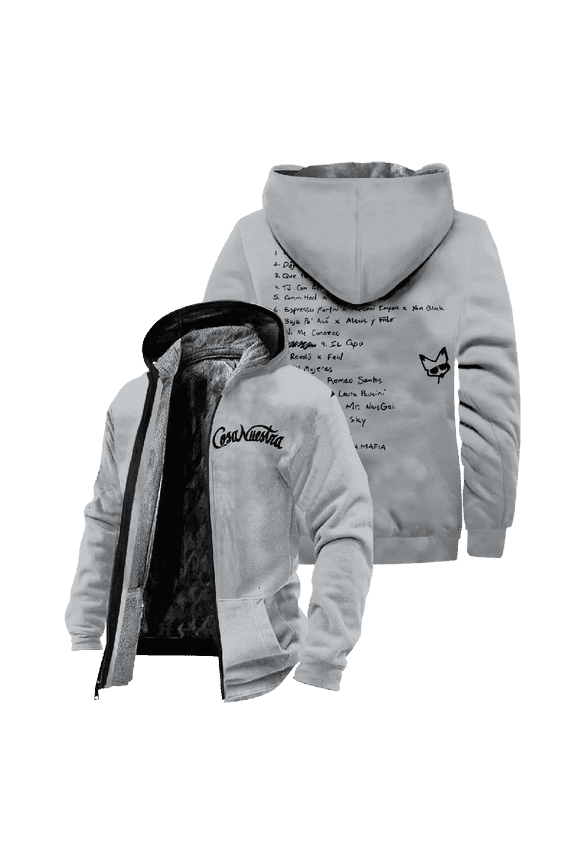 Rauw Alejandro Cosa Nuestra Merch Zipper Hoodies Unisex Jacket Parkas Long Sleeve Streetwear Winter Coat