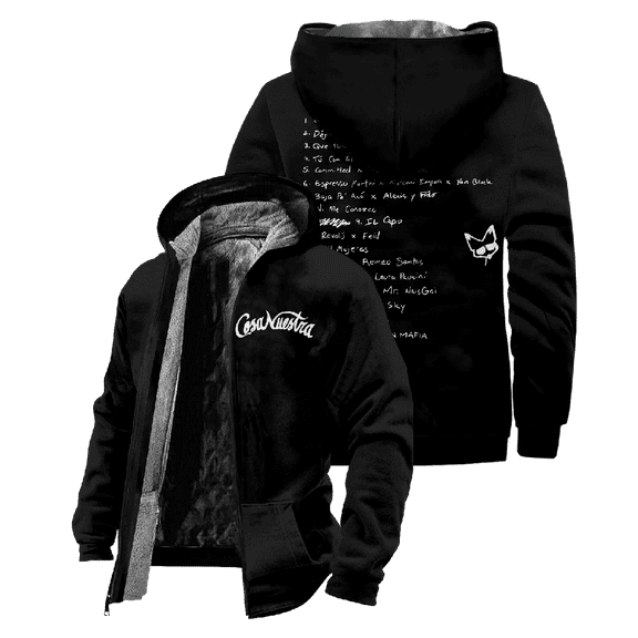 Rauw Alejandro Cosa Nuestra Merch Zipper Hoodies Unisex Jacket Parkas Long Sleeve Streetwear Winter Coat