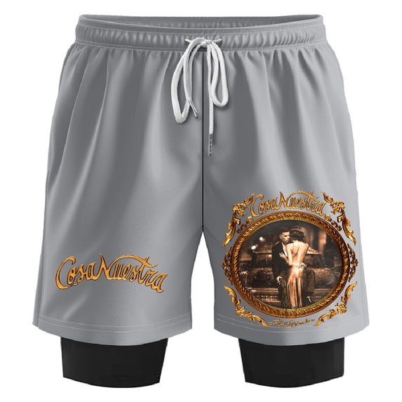 Rauw Alejandro Cosa Nuestra Sweatshorts Women Men's 2 in 1 Running Shorts Unisex Outdoor Sportwear