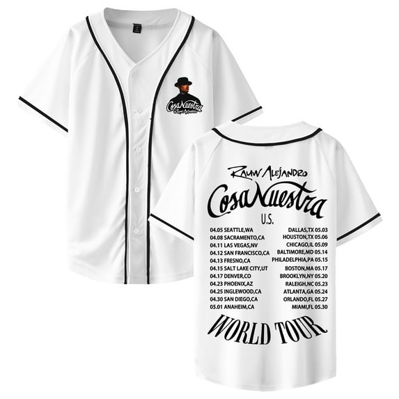 Rauw Alejandro Cosa Nuestra Tour Baseball Jersey Short Sleeve Button-up Shirts Women Men Streetwear Tee