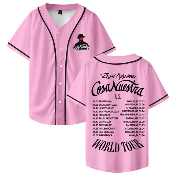Rauw Alejandro Cosa Nuestra Tour Baseball Jersey Short Sleeve Button-up Shirts Women Men Streetwear Tee