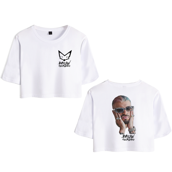 Rauw Alejandro Merch Photo Crop Top T-shirt Shorts Suits Girls Women Rapper Short Sleeve Tee