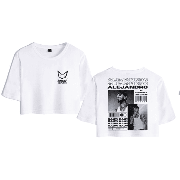 Rauw Alejandro Merch Printed Crop Top T-shirt Shorts Suits Girls Women Rapper Short Sleeve Tee