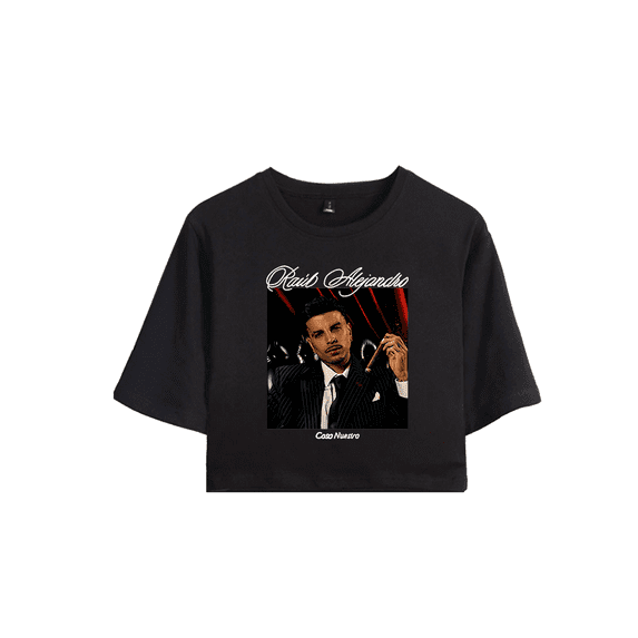 Rauw Alejandro Merch Que Pasaria Crop Top T-shirt Suits Girls Women Rapper Short Sleeve Tee