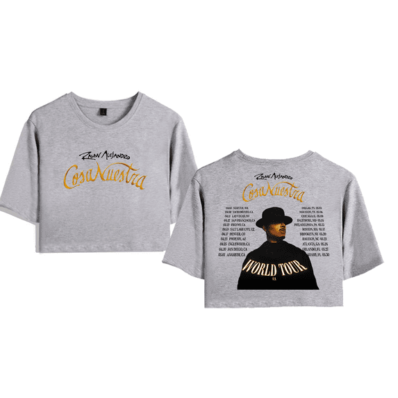 Rauw Alejandro Merch World Tour 2025 Crop Top T-shirt Suits Girls Women Rapper Short Sleeve Tee