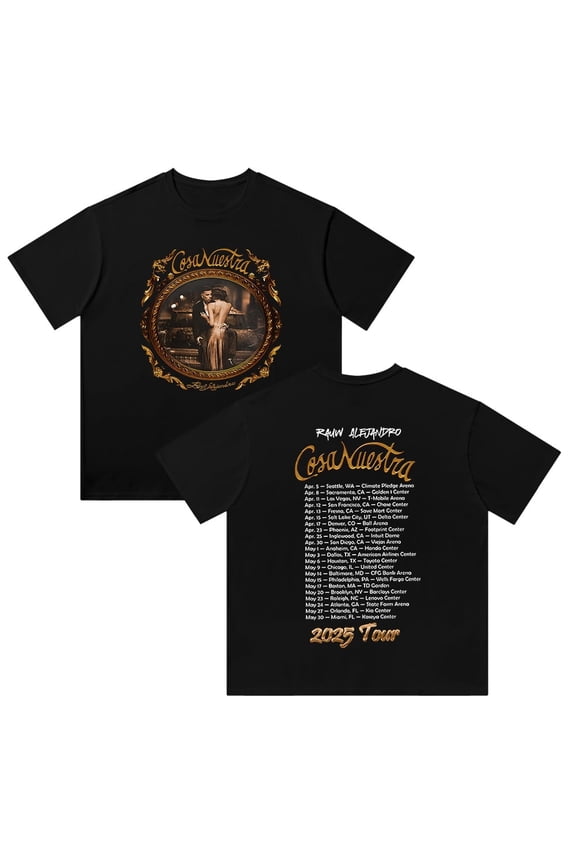 Rauw Alejandro Unisex Cotton T-Shirt, Short-Sleeve Tee with Double-Sided DTG Print, Black and White, Great for Concerts and Fan Support