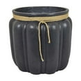 thumbnail image 1 of Rave 17 Inch Planter Pumpkin Like Shape and Rope Details Black Resin, 1 of 5