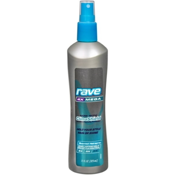 Rave 4X Mega Hairspray Non-Aerosol, Scented 11 oz (Pack of 2)