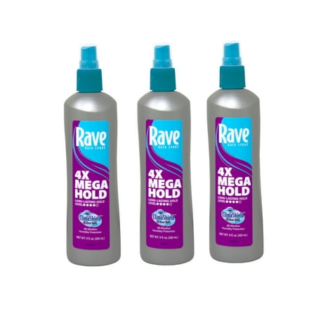 Rave 4X Mega Hairspray with Clima Shield, Unscented 11 oz (Pack of 3)
