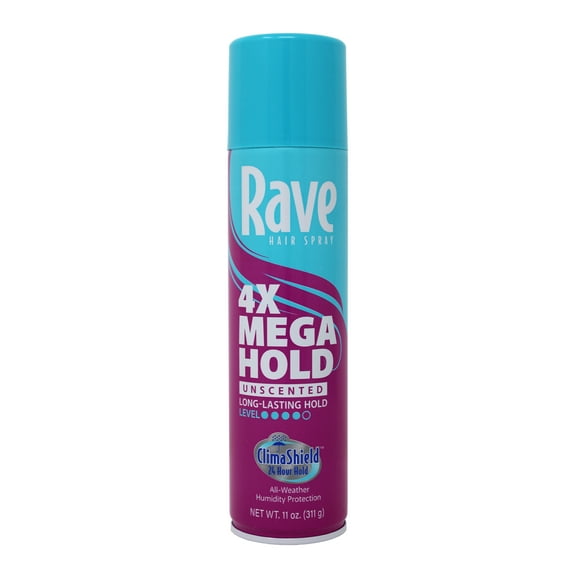 Rave 4X Mega Hold Hair Spray, All-Weather Protection with Vitamin-Rich Formula, 11 oz